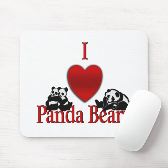 I Heart Panda Bears Fun Mouse Mat (With Mouse)