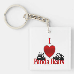 I Heart Panda Bears Key Ring