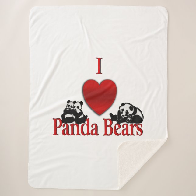 I Heart Panda Bears Sherpa Blanket (Front)