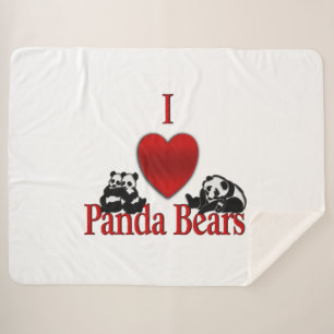 I Heart Panda Bears Sherpa Blanket