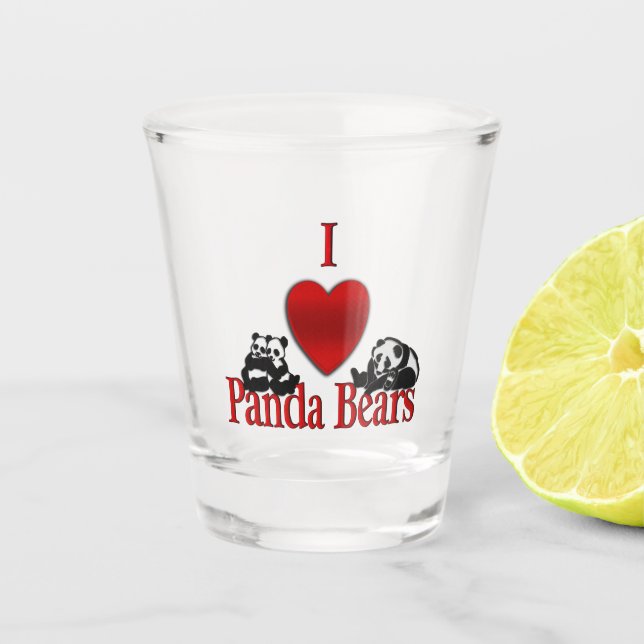 I Heart Panda Bears Shot Glass (Front)