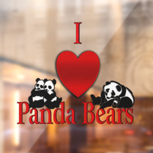 I Heart Panda Bears Window Cling