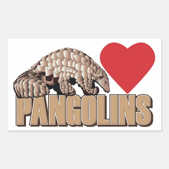 I heart Pangolins Rectangular Sticker (Front)
