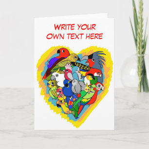 I heart parrots cute cartoon card