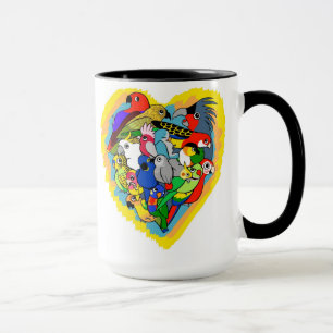 I heart parrots cute cartoon mug
