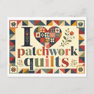 "I [Heart] Patchwork Quilts" Postcard