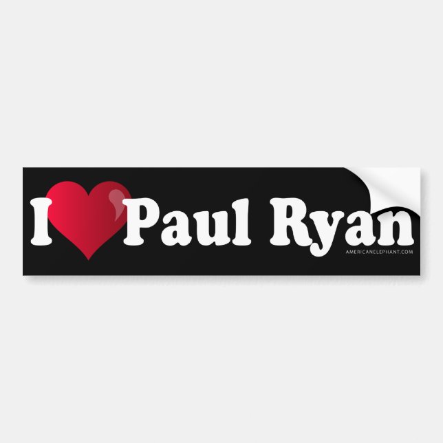 I Heart Paul Ryan Bumper Sticker -Black (Front)