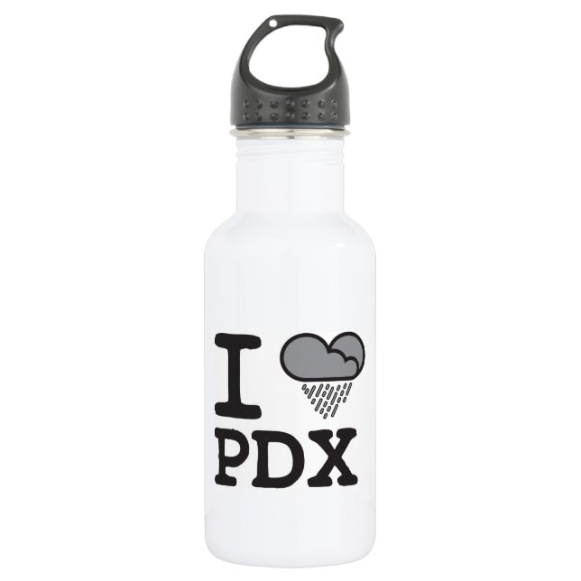 I Heart PDX - Heart Shaped Rain Cloud 532 Ml Water Bottle (Front)
