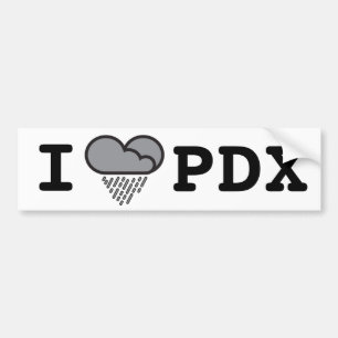 I Heart PDX - Heart Shaped Rain Cloud Bumper Sticker
