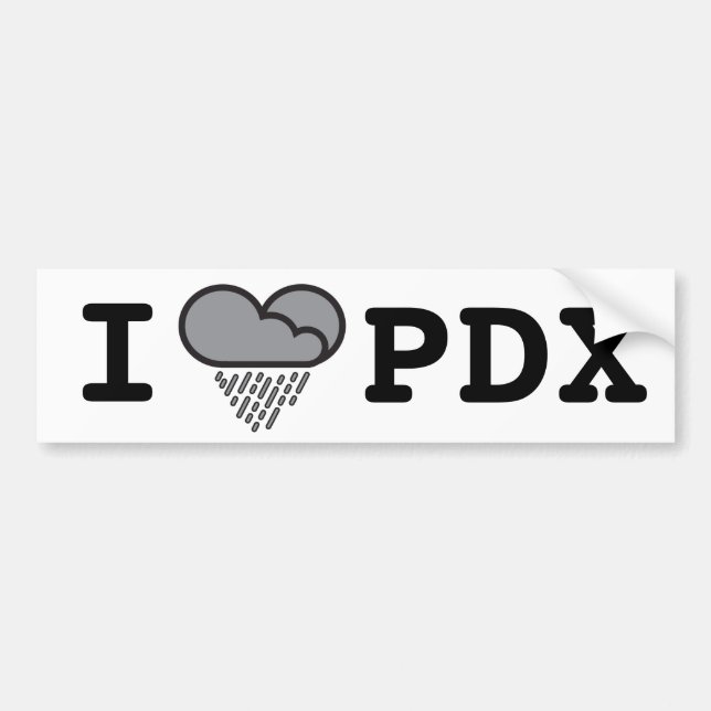 I Heart PDX - Heart Shaped Rain Cloud Bumper Sticker (Front)