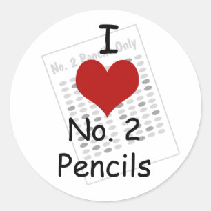 i heart pencils classic round sticker