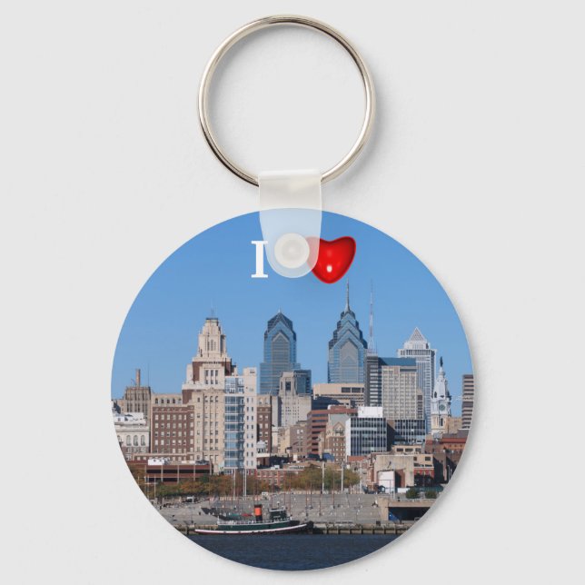 I Heart Philly Skyline, Closeup Key Ring (Front)