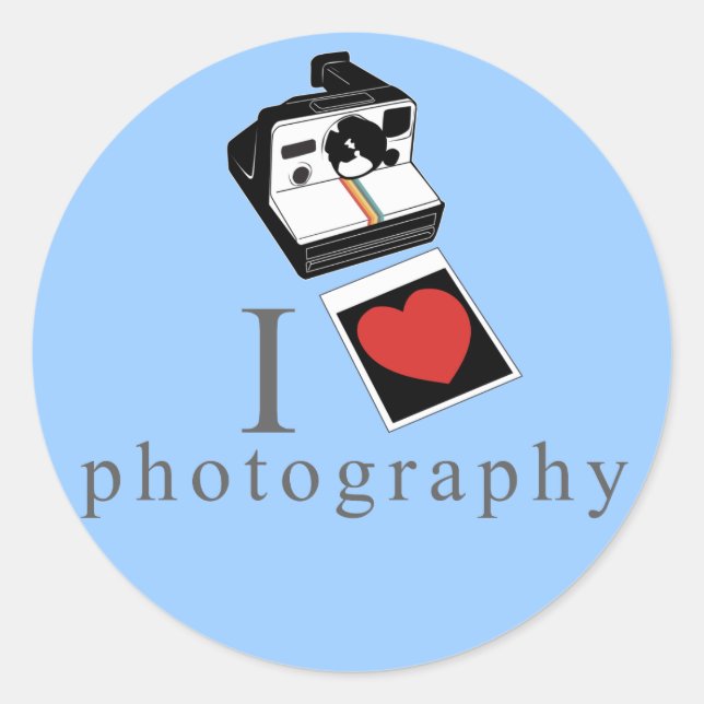 I heart photos classic round sticker (Front)
