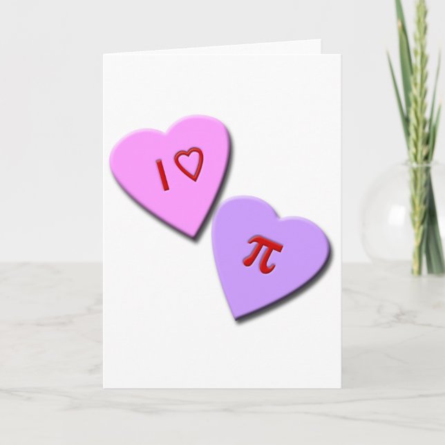I Heart Pi Candy Hearts Holiday Card (Front)