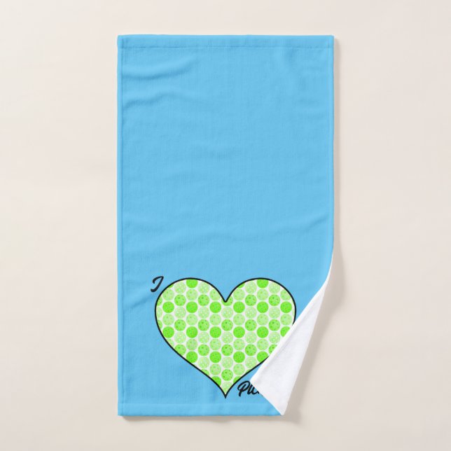  I Heart Pickleball Green Pickleball Filled Heart Hand Towel (Hand Towel)