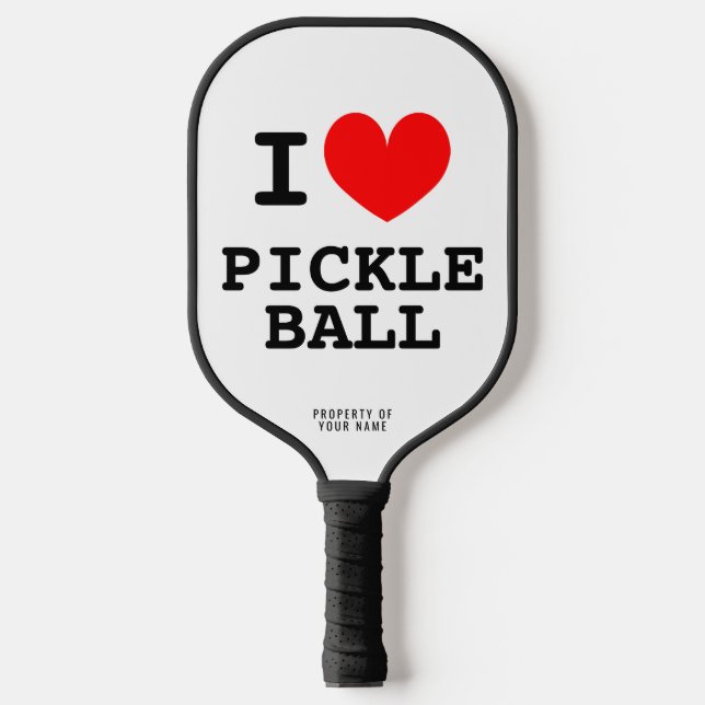 I heart pickleball paddle with personalised name (Front)