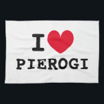 I heart pierogi funny custom kitchen towel<br><div class="desc">I heart pierogi funny custom kitchen towel. Personalizable I love template design. Fun gift idea for Polish friends,  family,  chef,  cook,  mum,  dad etc.</div>