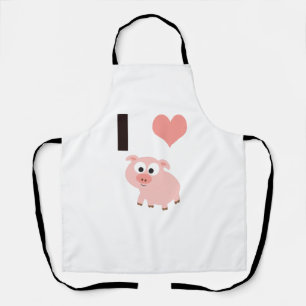 I heart pigs apron