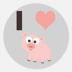 I heart pigs classic round sticker