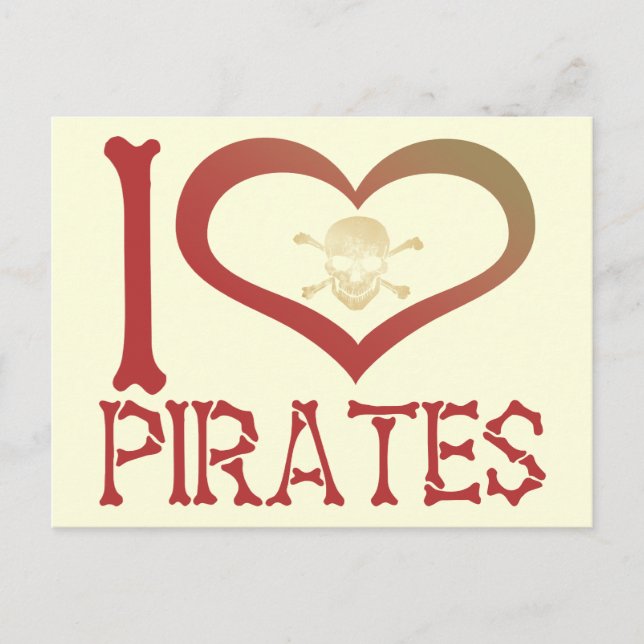 I Heart Pirates Postcard (Front)