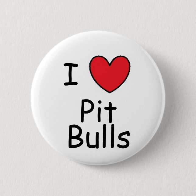 I Heart Pit Bulls 6 Cm Round Badge (Front)