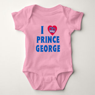 I HEART PRINCE GEORGE with Heart and Crown Baby Bodysuit