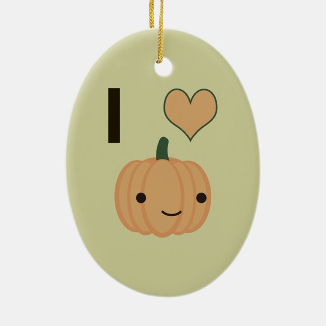 I heart Pumpkin Ceramic Tree Decoration (Back)