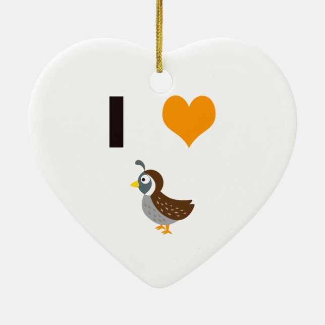 I heart quail ceramic tree decoration (Back)