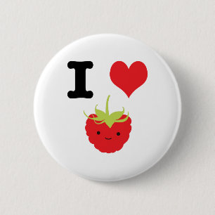 I Heart Raspberries 6 Cm Round Badge