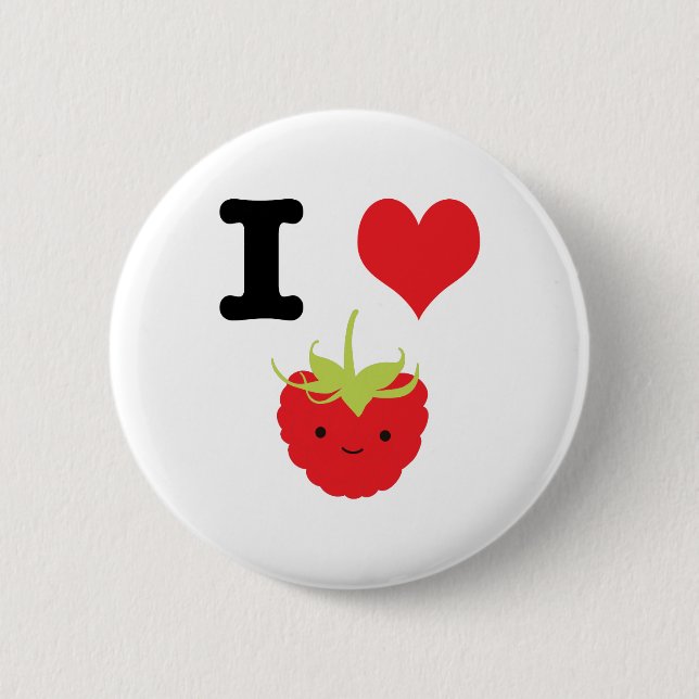I Heart Raspberries 6 Cm Round Badge (Front)