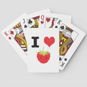 I Heart Raspberries Playing Cards