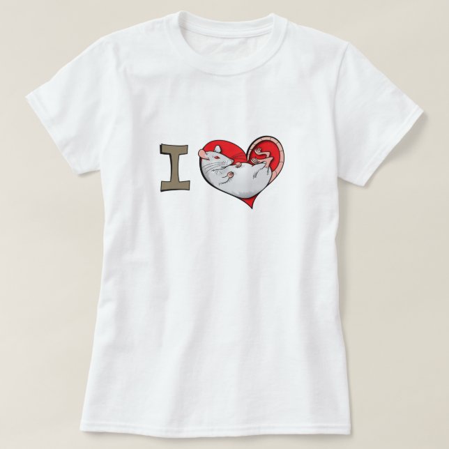 I heart rats (albino) T-Shirt (Design Front)