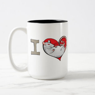 I heart rats (albino) Two-Tone coffee mug