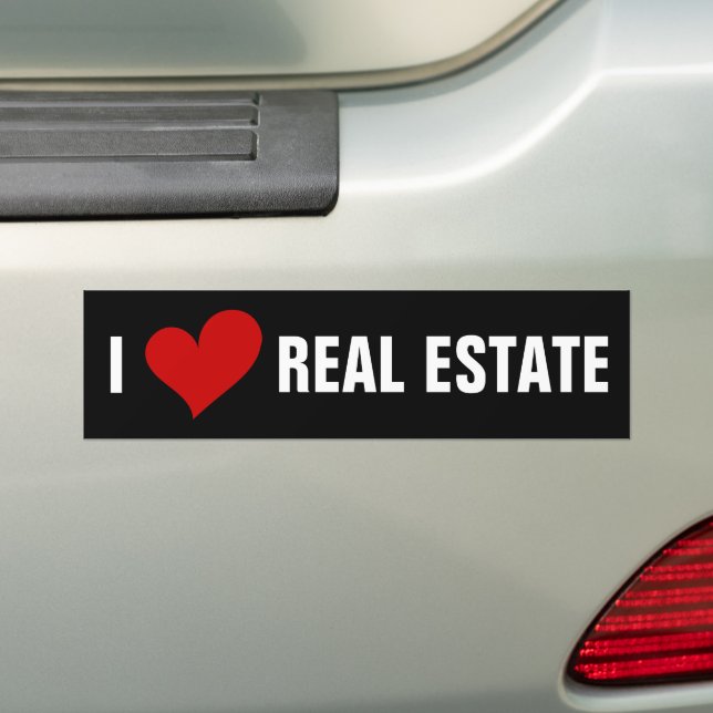  I Heart Real Estate Bumper Sticker (On Car)