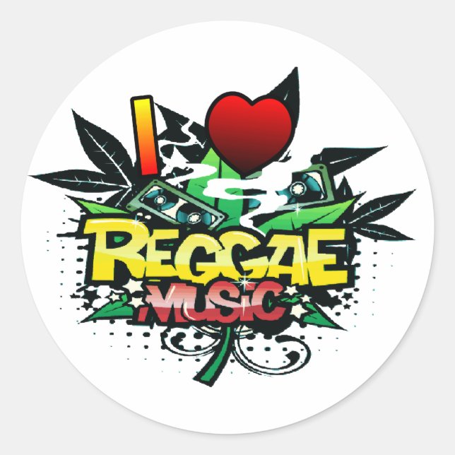 I Heart Reggae Music Classic Round Sticker (Front)