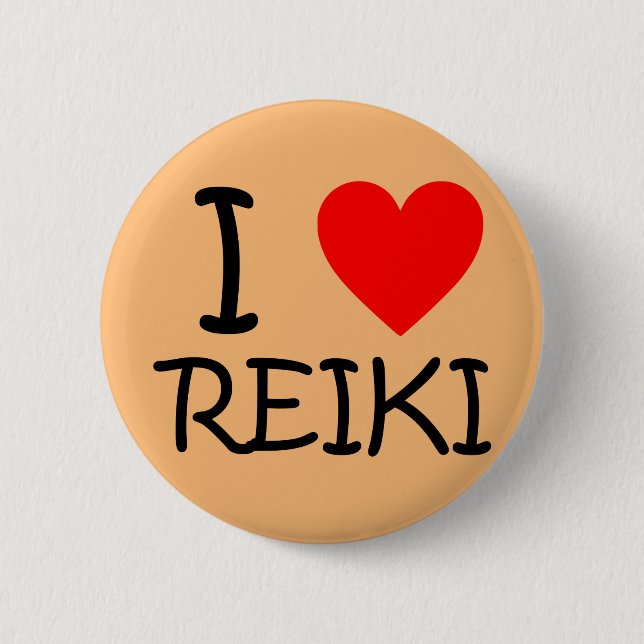 "I heart Reiki" round button (Front)