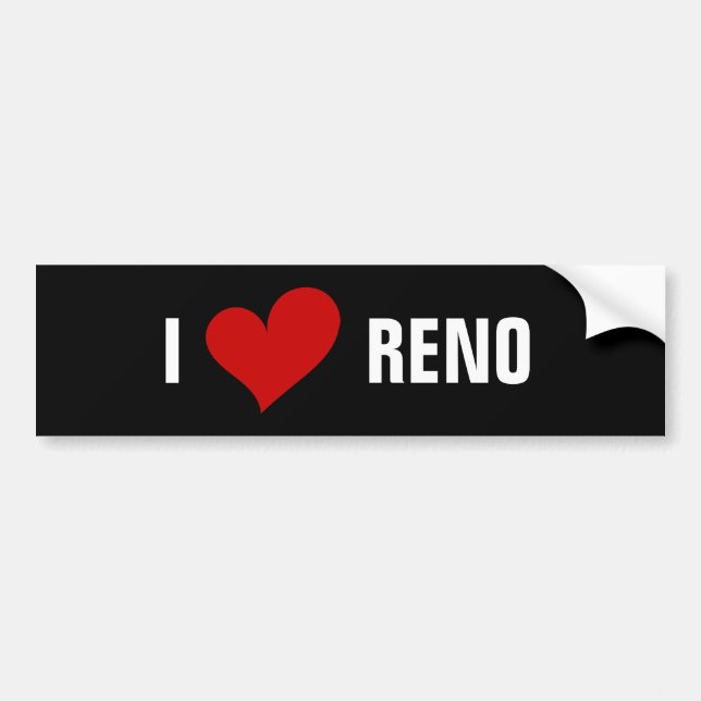  I HEART RENO, PERSONALIZED NAME BUMPER STICKER (Front)