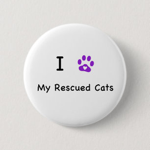 I Heart Rescued Cats 6 Cm Round Badge