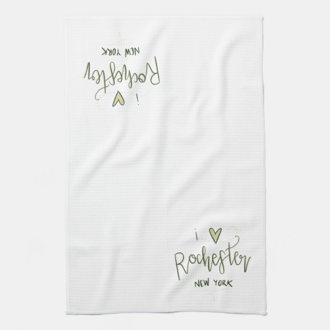 "I heart Rochester NY" Kitchen Towel [Summer] (Vertical)