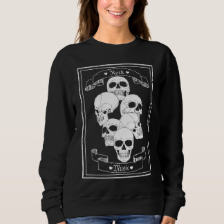 I Heart Rock Music Goth Skulls Women's Black Sweatshirt