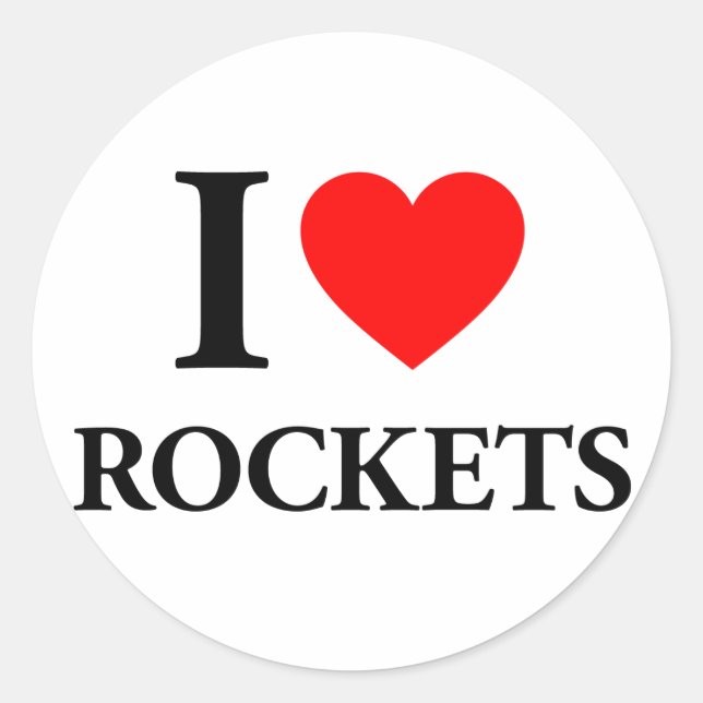 I Heart Rockets Classic Round Sticker (Front)
