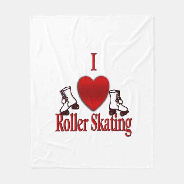 I Heart Roller Skating Fleece Blanket (Front)