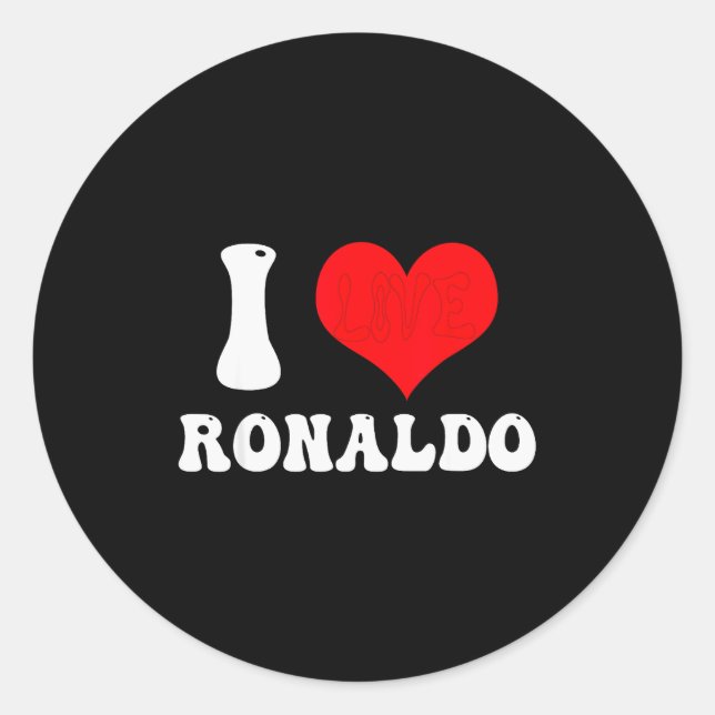I Heart Ronaldos First Name Groovy Personalized Va Classic Round Sticker (Front)