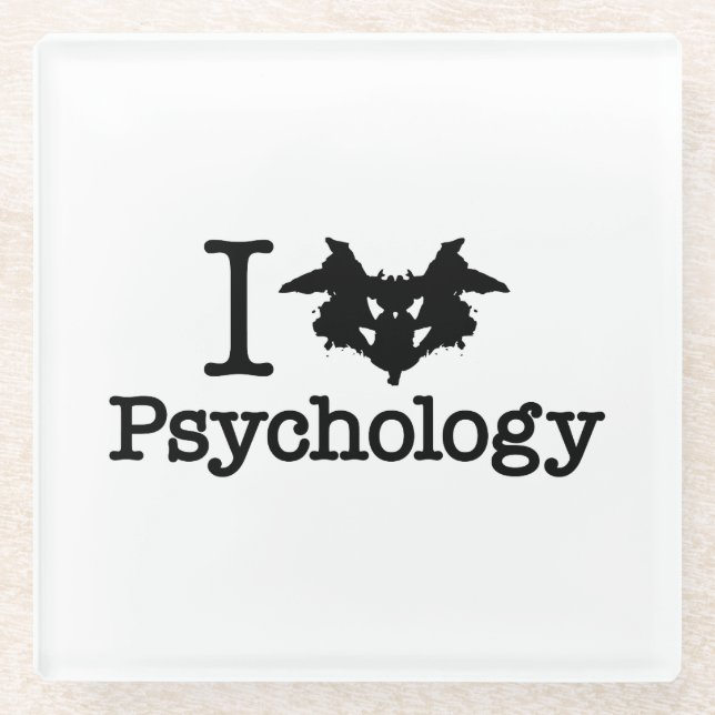 I Heart (Rorschach Inkblot) Psychology Glass Coaster (Front)