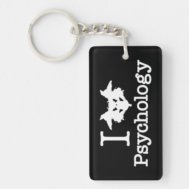 I Heart (Rorschach Inkblot) Psychology Key Ring (Front)