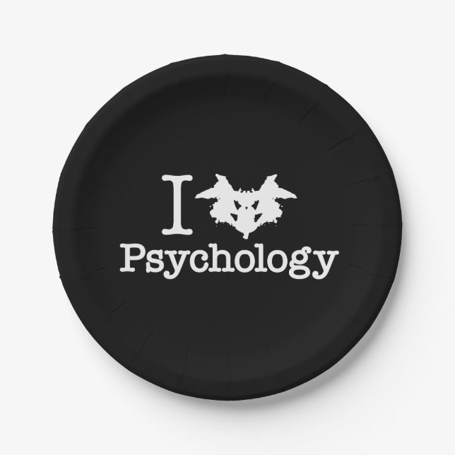 I Heart (Rorschach Inkblot) Psychology Paper Plate (Front)