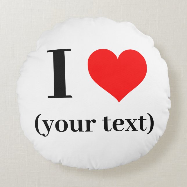 I HEART! Round Throw Pillow 16" Cotton   (Front)