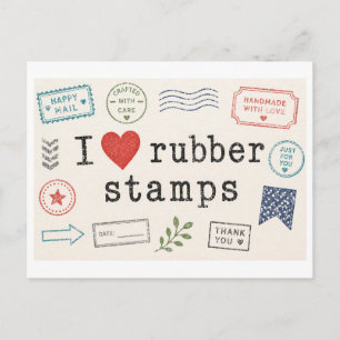 "I [Heart] Rubber Stamps" Postcard