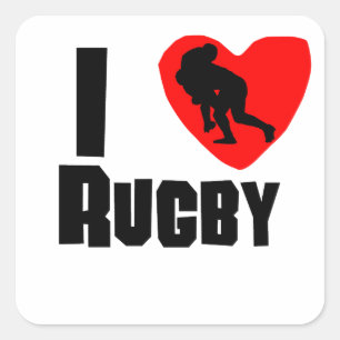 I Heart Rugby Square Sticker