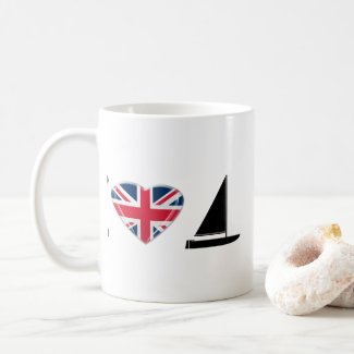 I Heart Sail Boats with Union Jack Coffee Mug